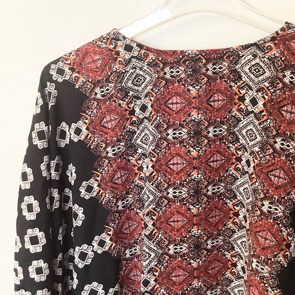 Angie Boho Mixed Print Kimono Topper - Black/Red - M - Picture 7 of 8